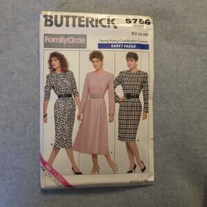 Butterick 5756 Dress Sewing Pattern Sz 12-16 UNCUT Vintage 1980s Family Circle